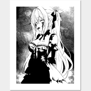 Black and White Vampire Girl Manga Art Posters and Art